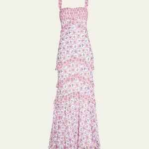 SALONI - Chandra Floral Ruffled Gown
